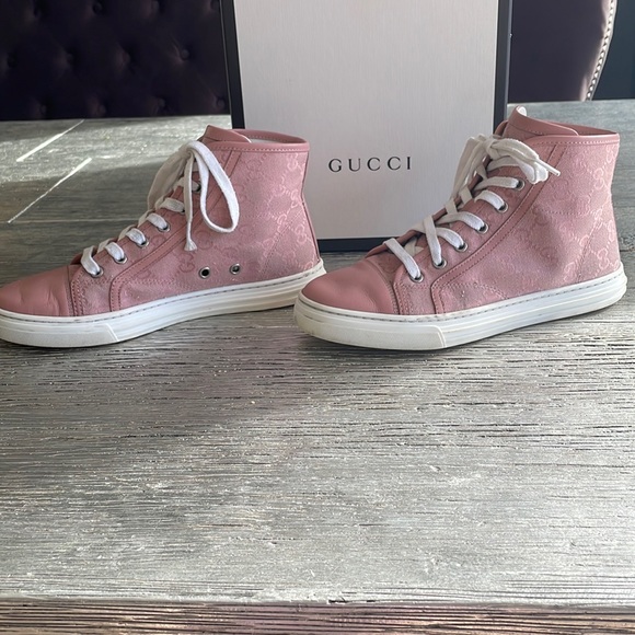 Gucci GG logoCanvas & Leather High-Top Sneaker - Picture 1 of 9